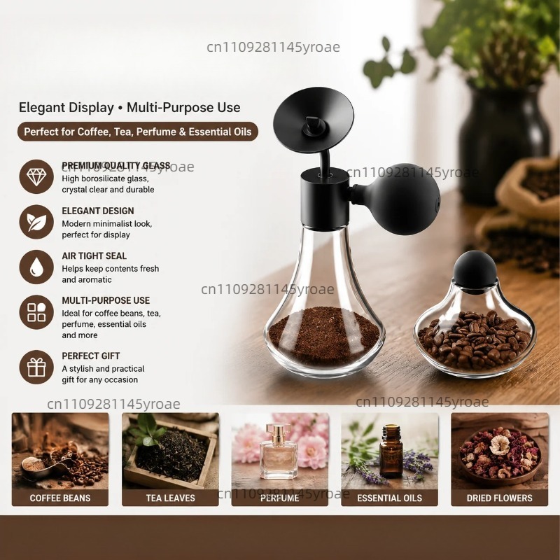 Essential Oils - Glasflasche für Aromastoffe, Kaffeebohnen, Tee, Parfüm,