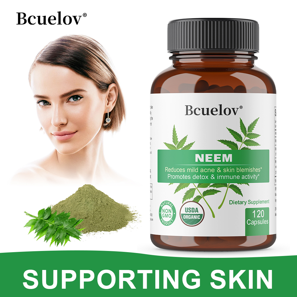 Herbal Supplement - Bio-Neemblatt-Kapseln, Pflanzliches Antioxidans-Nahrungsergänzungsmittel für Klare Haut,