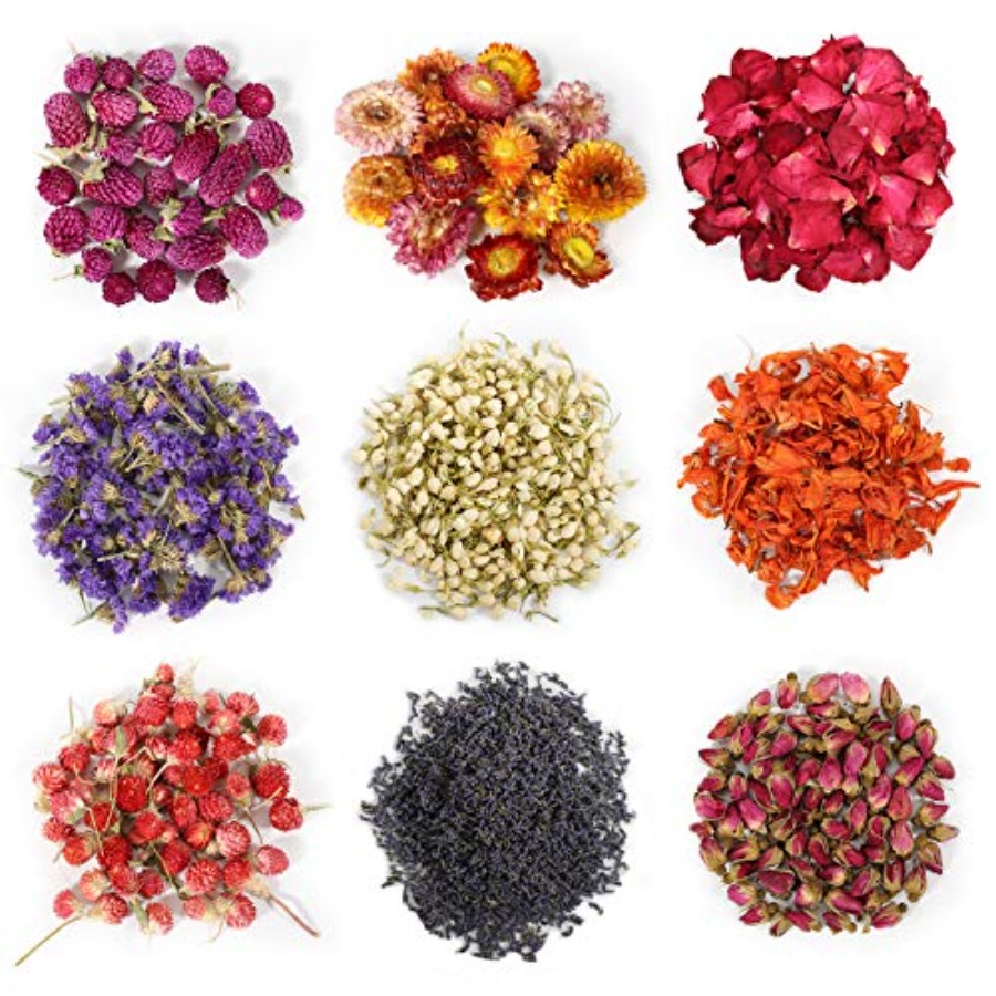 Dried Herbs - 9 Beutel Getrocknete Blumen, 100% Natürliches
