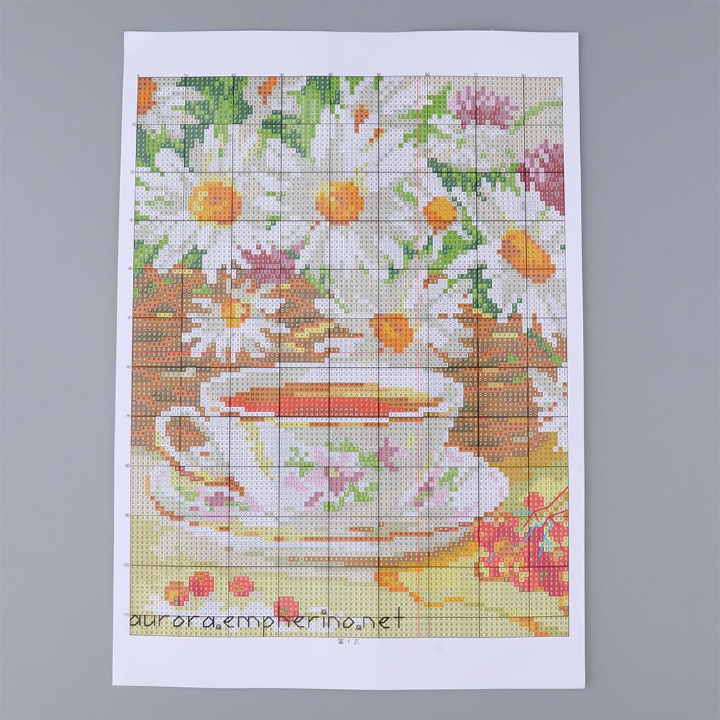 Chamomile Tea - Kreuzstich-Set mit Gedrucktem Leinwandmuster: Kamillentee-Motiv, Komplettes