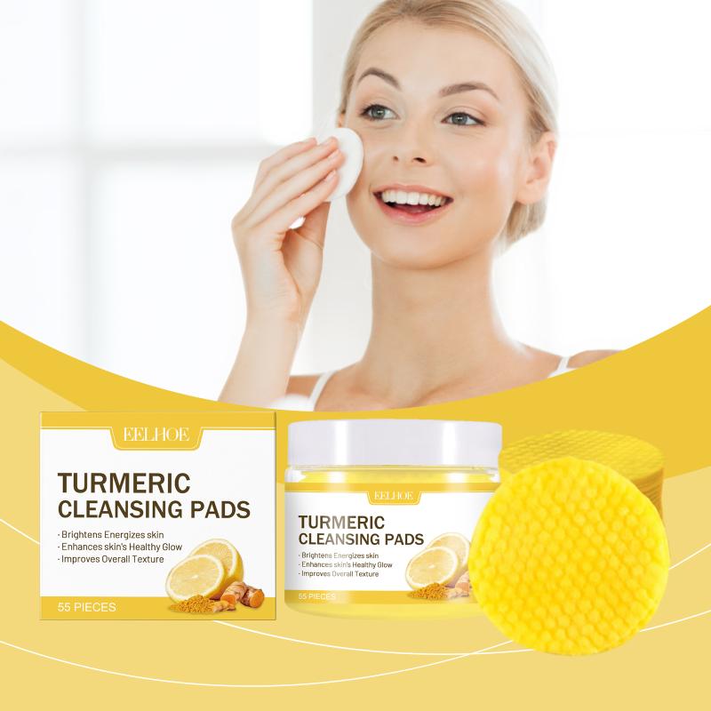 Turmeric - 55 Stück Kurkuma-Kojisäure-Pads Feuchtigkeitsspendende Gesichtsreinigungsschwämme Ölkontrolle