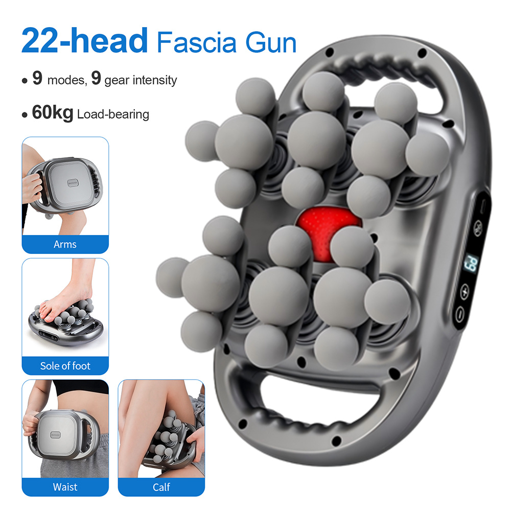 Health Wellness - 22-Kopf-Faszienpistole Hochfrequenz-Vibrations-Körpermassagepistole Rücken- und Taillenmassagegerät Nacken-